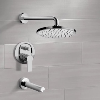 Tub and Shower Faucet Chrome Tub and Shower Faucet Set With Rain Shower Head Remer TSF50